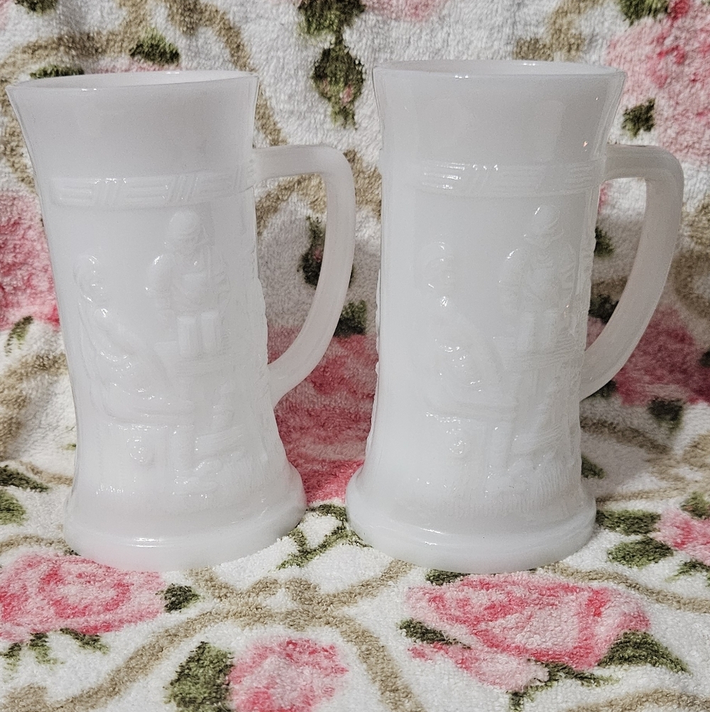 Federal Glass White Milk Glass Stein Mugs